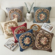 Premium Jacquard Embroidered Sofa Cushion Cover 48x48 cm Round Rose Classic Series European Aestheti