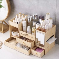 抽屉式化妆品收纳盒 DIY Wooden Cosmetics Drawer with Mirror Almari Makeup