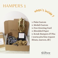 HAMPERS AWARD 2 CUSTOM PIALA TROPHY SERTIFIKAT PIAGAM PENGHARGAAN HARI GURU TEACHER DAY MEDALI MENDA
