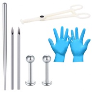 7pcs/Set Stainless Steel Body Piercing Jewelry Kit With 14G 16G Piercing Needles & Ear Cartilage Tra
