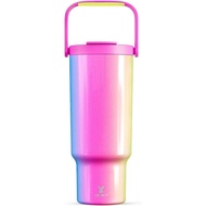 Meoky 40oz Tumbler with Handle and Straw, Thermos Water Bottle, Stainless Steel Travel Cup, 34 Hours