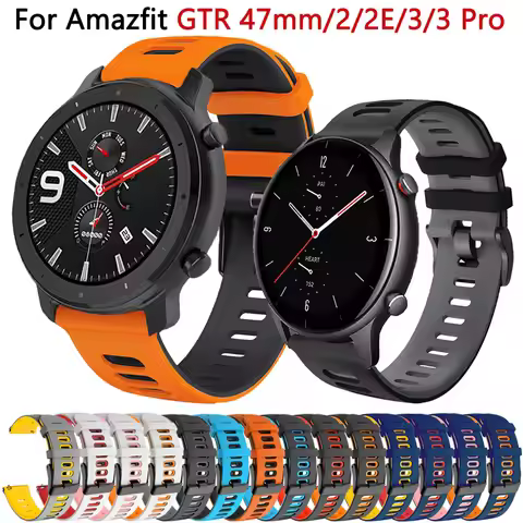 Silicone Watch Band For Xiaomi Huami Amazfit GTR 47mm/2/2e/Stratos 3 Strap 22mm Bracelet For Amazfit