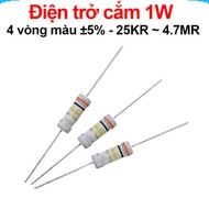 (100C) Plug-in resistor 1W 4 color rings ±5% - value 25KR to 4.7MR