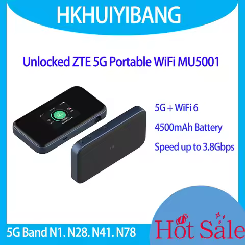 Unlocked ZTE 5G Pocket WiFi MU5001 4500mAh Wi-Fi 6 5G Mobile Hotspot 3.8Gbps X55 Chipset Dual-Band 5