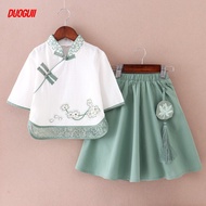 Summer New Chinese Style Tang Costume Han Costume Antique Small Girls and Teen Girls Three-Quarter S