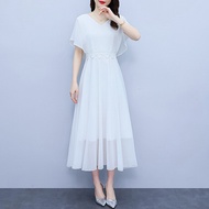 Hug Me Bear Shop White Chiffon Dress for Women Plus Size  Elegant Summer Maxi Dresses 8026