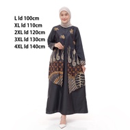 Gamis Batik Kombinasi Polos