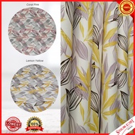 Kain Langsir Tebal, Berkualiti dan Murah, 50% Blackout Sunlight Leaf Printed Heavy Silk Fabric / Width 110"/ Bidang 110"