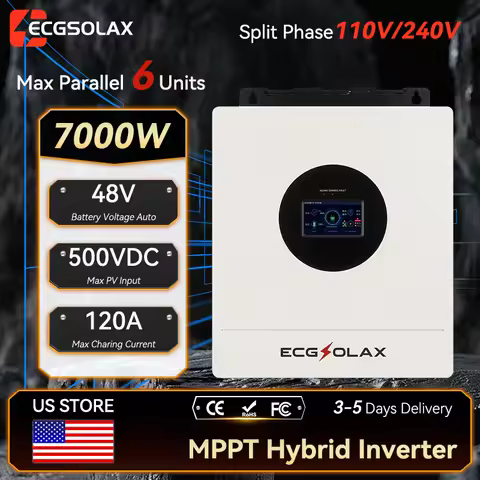 ECGSOLAX 7KW Hybrid Solar Inverter Split-Phase 120V-240V 48V Pure Sine Wave Hybrid Inverter With MPP