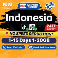 Indonesia SIM Card Ultra 1-15 Days 1-20GB 5G/4G Data | Instant Airport Pickup | High Speed Travel Da