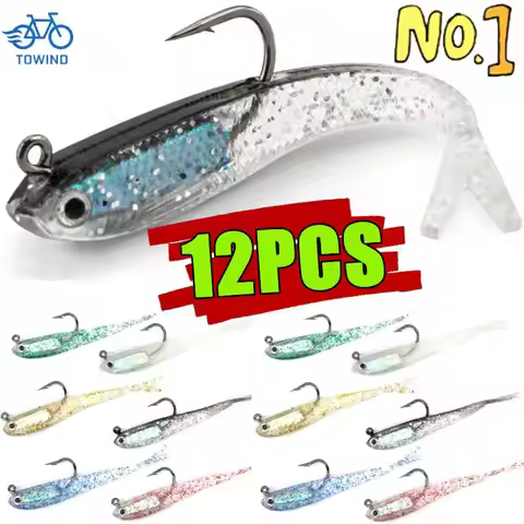 12/6/1pc Fishing Lure Soft Bait SoftFish Fork Tail with Hook Fluke Swimbaits Jerkbaits Silicone Arti
