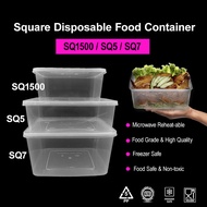 SQ1500 SQ5 SQ7 Square Disposable Plastic Food Container 1500ml 2000ml 3000ml Makanan Persegi 30set 5