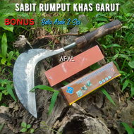 Sabit Model Khas Garut Baja Asli Bonus Batu Asah 2 sisi - Arit Rumput Jawa Barat Super Tajam Gratis 