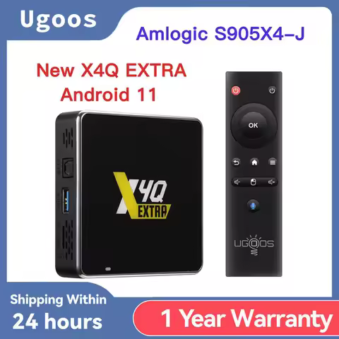 Newest Ugoos X4Q Extra Smart TV Box Android 11 Amlogic S905X4-J 4GB 128GB 2.4G/5G Wifi BT5.0 4K Set 