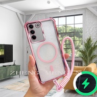 Suitable for Vivo V27 V27 PRO v27E phone case four corner anti drop transparent soft shell hand rope