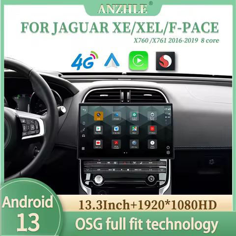 13.3" For Jaguar XE F PACE X760 X761 Android 13 GPS Radio Multimedia Player Wireless Carplay Harman 