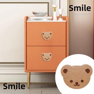 SMILE Drawer Knob, Wooden Single Hole Design Cupboard Knob, Creative with Screw Bear Shape Cabinet Knob Home