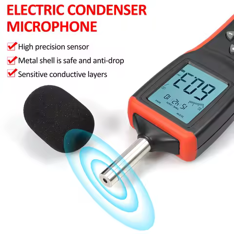 Decibel Meter Digital Sound Level Meter with A/C Weighted Range 30dB to 130dB Fast/Slow Time Respons