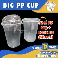 32oz PP Cup with Dome Lids (50pcs±) / Disposable Plastic Cup 32oz- Drinking Plastic Cup / Big Cup / 