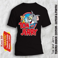 MESIN Custom 3D T-shirts with Tom and Jerry images, children's and adult sizes, DTG machine printing