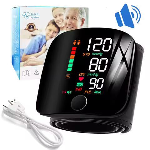 Blood Pressure Monitor Automatic Wrist Machine Large Backlit Display Adjustable Cuff Blood Pressure 