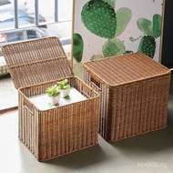 Woven Basket Storage Box Organizer Bin with Lid Clothes Pastoral Large Retro Bedroom P31L