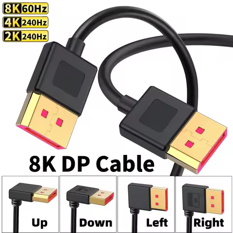 DisplayPort 1.4 Cable 8K@60Hz 4K@240Hz Display Port Cable 90 Degree DP Cord Compatible FreeSync G-Sy