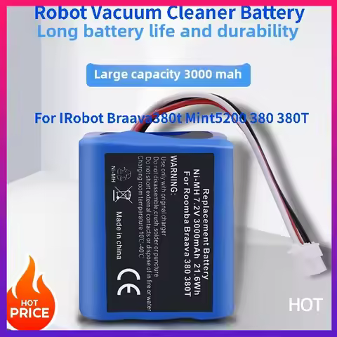 7.2V New for IRobot Braava380t Mint5200 380 380T Robot Vacuum Cleaner Battery