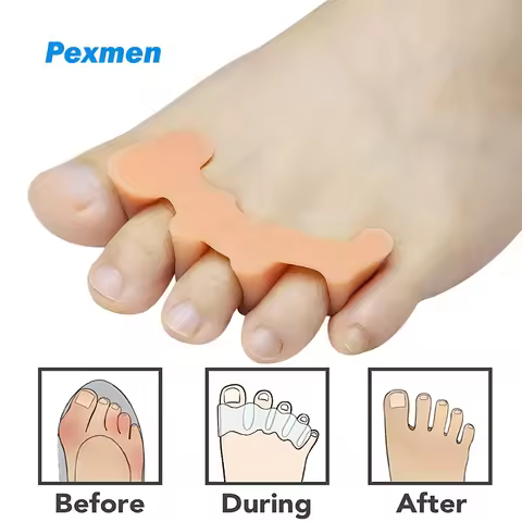 Pexmen 2Pcs Gel Toe Separators Toe Spacers Spreaders Straighteners to Relieve Foot Pain and Correct 