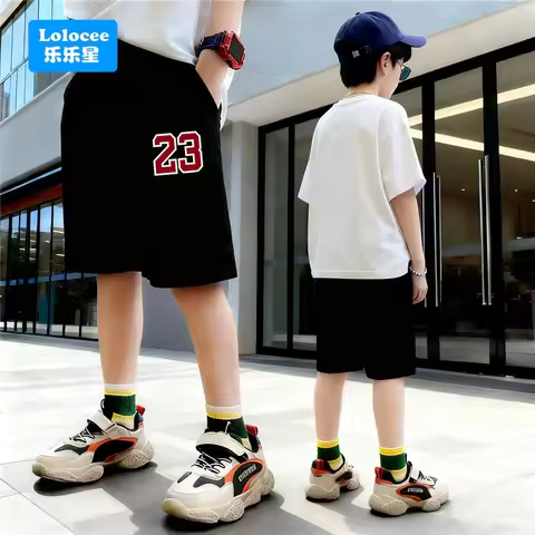 3-14 Years Summer Children Boys Cotton Shorts Number 23 Printed Short Trousers Teens Basketball Spor