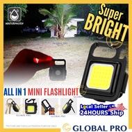 COB USB Rechargeable Work Lamp Mini Keychain LED Light Strong Magnetic Mini Lamp Lampu Suluh Camping