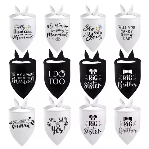 Sucado Dog Cat Triangle Scarf Neckerchief Costume, My Humans Are Getting Married,She Said Yes,Suitab