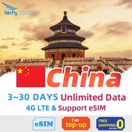 China Sim card 3~15 Days unlimited Data High speed Can use FB INS WA Support eSIM Lowest Price
