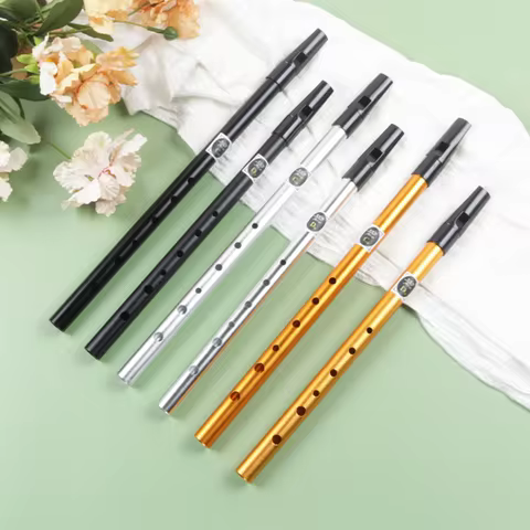 C/D Key Irish Whistle Flute Authentic Tin Penny Whistle with 6 Holes Clear Bright Sound Traditional