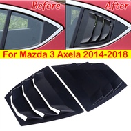 For Mazda 3 Axela 2014-2018 Car Rear Louver Window Side Shutter Cover Trim Sticker Vent Scoop ABS Carbon Fiber Black Accessories