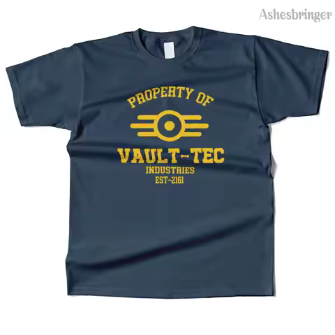 Mens Cotton Property of Vault Tec Graphic T Shirt Street Casual Style Tee for Men and Women