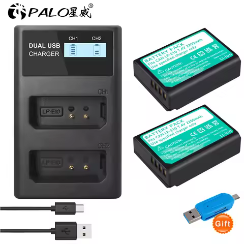 LP-E10 LP E10 LPE10 Camera Batteries+LCD USB Dual Charger for Canon EOS 1100D 1200D 1300D Kiss X50 X