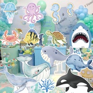 Whale Shark Marine Animals KT Board Party Kid Themed Party Decoration Baby Shower Backdrop Props Ocean Balloon Garland Arch Set