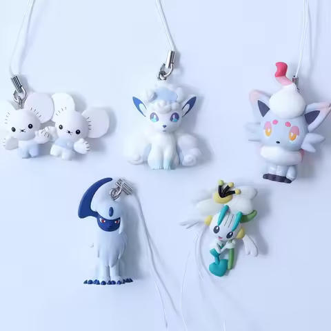 Takara Tomy Genuine Pokemon Absol Flat Gashapon Keychain White Anime Collectible Pendant Merchandise