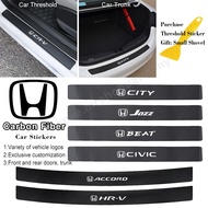 [4Pcs/set] Honda Car Door Sill Sticker For For Honda City Jazz Beat Civic Accord HR-V CR-V Accessories Carbon Fiber Car Door Protector Sticker Logos Door Decoration