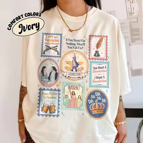 Hamilton Musical Stamps Shirt, Alexander Hamilton Graphic Tee, Schuyler Sisters Work Quote Shirt, Br