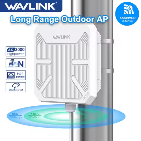 WAVLINK WiFi6 AX3000 Dual Band 2.4G 5G Long Range Outdoor WiFi Mesh Extender Outdoor AP with PoE IP6
