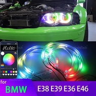 For BMW 3 5 7 Series E46 M3 E38 E39 E36 APP Multi Color Dynamic Angel Eyes Rings Light DRL with Turn