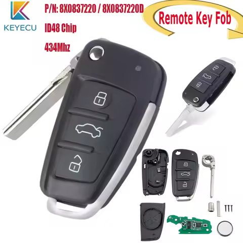 KEYECU Smart Remote Key Fob for Audi A1 Q3 S1 2011-2017 8X0837220 / 8X0837220D ID48 Chip 434MHz ASK 