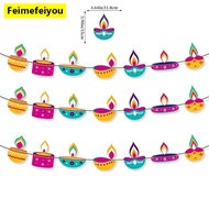 3pcs Happy Diwali Festival Decor Wick Shapes Lace 2025 Deepavali Decoration item DIWALI Banners Deep