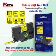 AZe-FX631 printed label [12mm x 8m] Super flexible label compatible with Brother TZe-631(Brother PT-