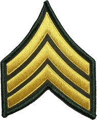 Papapatch Chevrons Sergeant E-5 Stripe US Army Rank Sew on Iron on Arm Shoulder Embroidered Applique