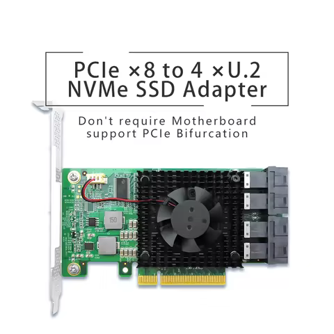 plx8747 PCI Express 3.0 x8 to 4 x U.2 (SFF-8643) PCIe U.2 NVMe SSD Switch Adapter -- PE383-4I