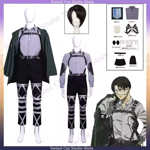 Attack on Titan The Final Season Levi Ackerman Cosplay Costume Wig Cloak Belt Scouting Legion Cape R