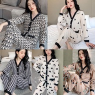 Korean Luxury Sleepwear Long Sleeve Challis Pajama Walcotta Fabric Sleepwear Pajama Set For Women Nightwear